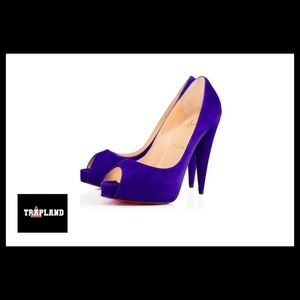 CHRISTIAN LOUBOUTIN 120MM BLUE SUEDE PEEPTOE PUMPS